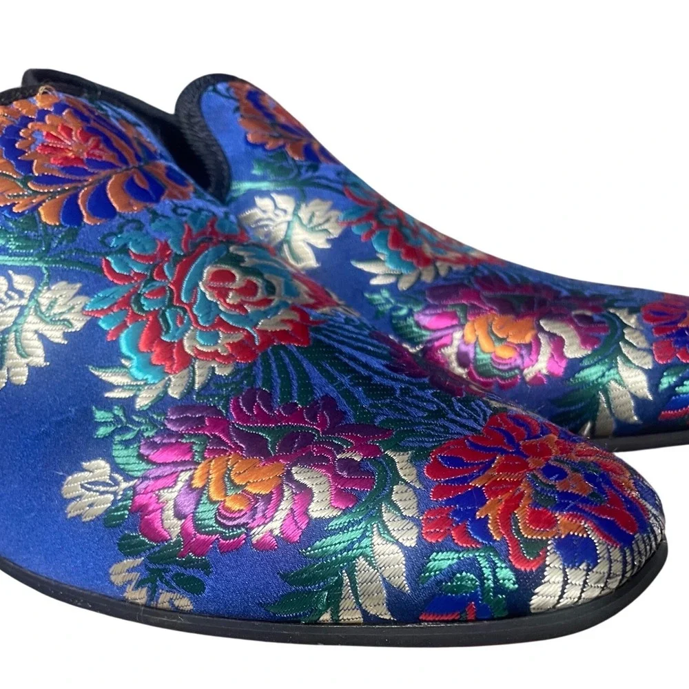 Moretti Black Label Floral Tapestry Smoking Loafer Men's 10